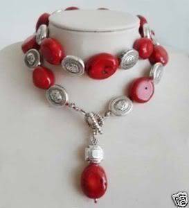 Pretty true Nepal Silver red coral necklace 30 083