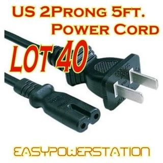 LOT 40 2 Prong AC Power Cord/Cable for PS2 PS3 Slim AC Adapter Cord