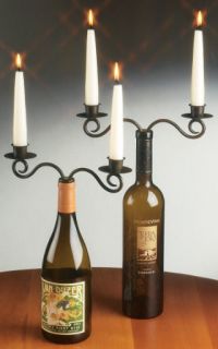 Double WINE bottle CANDLEABRA candle holder decor dining CENTERPIECE 