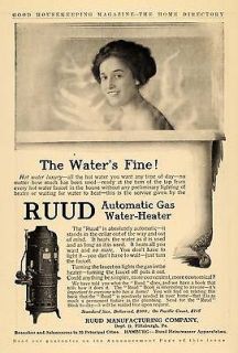 1910 Ad Ruud Manufacturing Automatic Gas Water Heater   ORIGINAL 