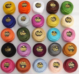 25 Anchor Crochet Cotton Thread Balls 25 Colours, no.8
