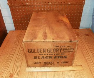 Vintage Wood Crate / Box GOLDEN GLORY BRAND BLACK FIGS LIBBY McNEILL 