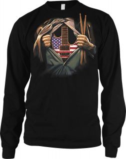   Flag Guitar And Drumsticks USA Under Shirt & Tie Music Mens Thermal
