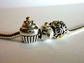 Pandora Cupcake Teapot Rose Bouquet Charm Bead ALE 925 Silver 