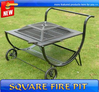 Frugah Portable Fire Sense Garden Cart Fire Pit Outdoor BBQ With 