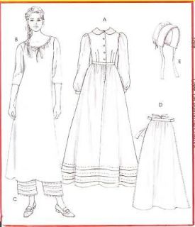 Early American Pioneer costume PATTERN dress McCalls 4548 S M 6 8 10 