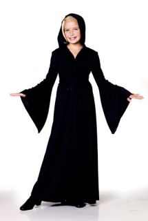 BLACK WITCH ROBE scary gothic vampire kids girls halloween costume L