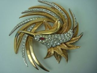   Bird of Paradise Brooch/Pin Eagle Rhinestone Costume Jewelry 583