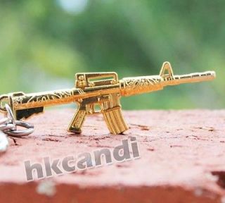 GOLD Gun mini Military Melee Weapon Model M4 Key Chain keyfob keyring 