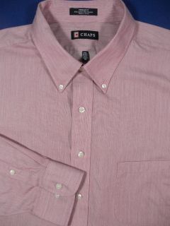 Chaps Regular Fit Pink Oxford Cot/Poly Long Sleeve Button Front Shirt 