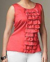 NWT TALBOTS RUFFLE JABOT TOP Size 14W Sleeveless BLOUSE $69.50 Salmon 