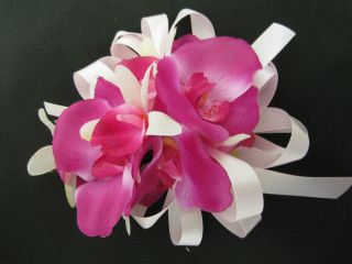 Wedding Prom Mothers Day Orchid Silk Flower Pin Up Wrist Corsage 
