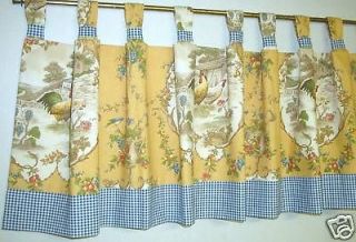 French Country Tab Top Valance Country Fair Toile; gold