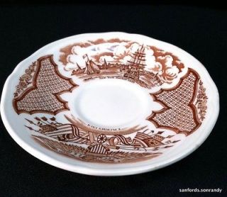 FAIR WINDS Brown Transferware Saucer Made by Alfred Meakin 