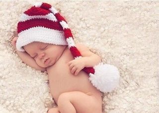 Cute Baby Red Crochet Knit Christmas Beanie Cotton Hat Great Photo 