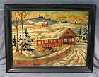   BY NUMBERS OIL PAINTING~COVERED BRIDGE~SNOW SCENE~LANDSCAPE~FRAME