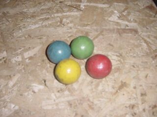 VINTAGE LOT OF 4 WOOD CROQUET BALLS YELLOW GREEN RED BLUE CHILDS SET 