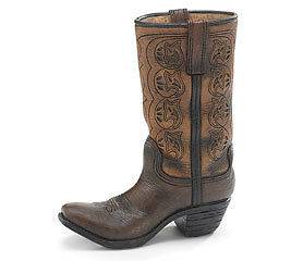 Brown Cowboy Boot Shaped Flower Vase Western Swing Collection