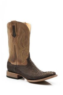   12 020 8801 36​16 Brown Square Toe Python Snakeskin Cowboy Boots