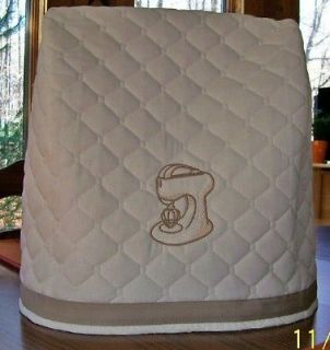   Taupe Trim on Cream Quilted Cover fits KitchenAid Bowl Lift Mixer