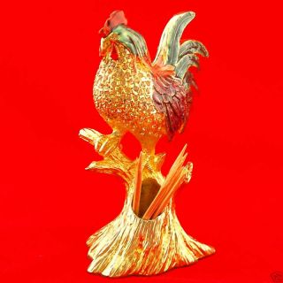 CHICKEN Figurine Gold Enamel Swarovski Crystal Juju Palais Royal 