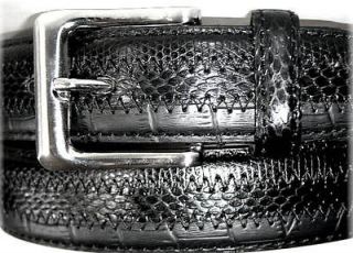   Leather Belt TRI Reptile CROCO SNAKE LIZARD Small 30 32 x 1 1/4