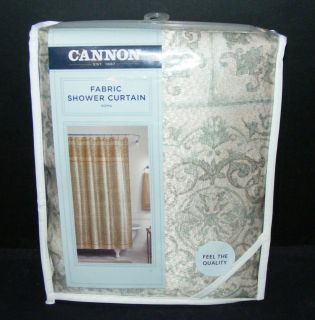 Cannon ROMA Jacquard Fabric Shower Curtain Antique Scroll Damask Beige 