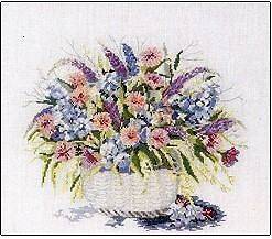 Permin Cross Stitch Chart Flower Basket Flowers in Wicker Spring 