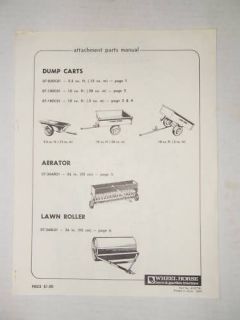 Wheel Horse Dump Cart, Aerator, and Lawn Roller Manual