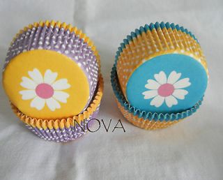   daisy yellow blue Cupcake liners baking paper cup muffin case 50x33mm
