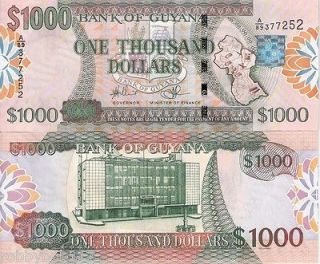 GUYANA 1000 Dollars Banknote World Money Currency South America BILL 