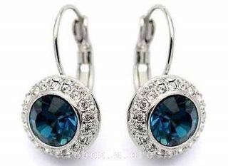   pair 18K GP Dangle Earring Swarovski Crystal options 3colour U pick