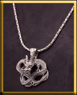   JAPANESE DRAGON CROSS 925 STERLING SOLID SILVER MENS CHAIN NECKLACE