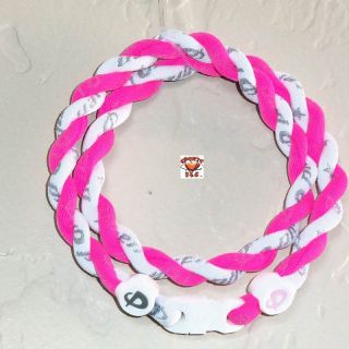 Phiten Tornado Custom Necklace Hot Pink with White