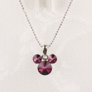   Gold GP Necklace Purple Swarovski Crystal Mickey Mouse Pendant Jewelry
