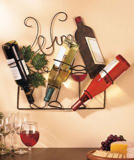 Wall Wine Bottle Holder/ Kitchen Vineyard Decor/ Holds 3 Bottles