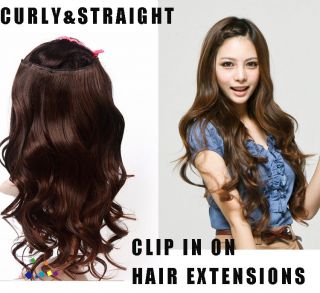   favor women curl long straight hair extension 5 clips on sexy stylish