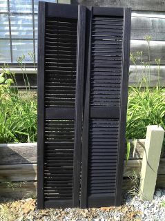 Black Vinyl Shutters  12 x 54 1/2  Louvered  price is for pair