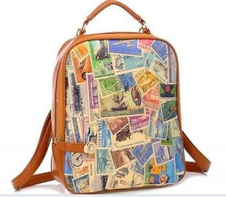 Girls Fashion Stamp Print Backpack Travel rucksack Shoulder bag 
