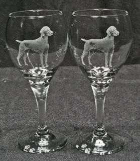 Hungarian Vizsla Dog Laser Etched Teardrop Wine Glass PR