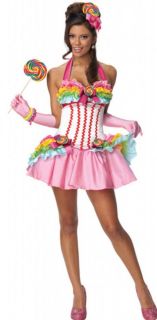 Womens Candy Lollipop Costume Rainbow Cupcake Sexy Fancy Dress Sweets 