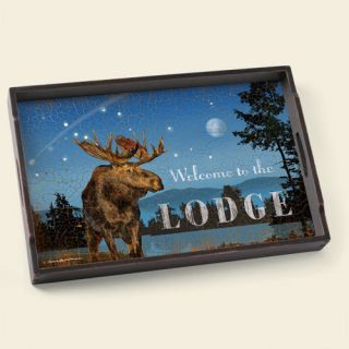 Decorative Wood Serving Tray 19x12 Rustic Night at the Lodge