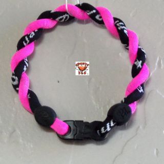 Phiten Tornado Bracelet Custom   Black with Hot Pink