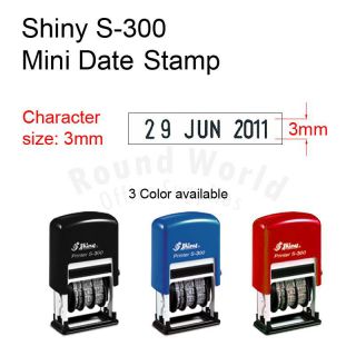Shiny S300 Self Inking Rubber Date Stamp (color black / blue / red)