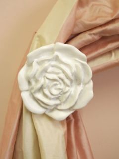Shabby Cottage Chic White Large Rose Curtain Tieback