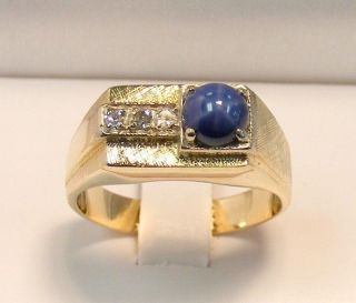 mens blue star sapphire ring in Mens Jewelry
