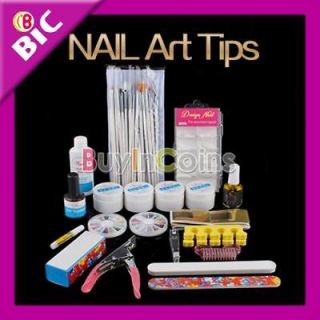   Buffer Brush Acrylic Glue Nail Art UV Gel Powder Tips Kit Set #4