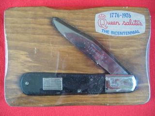 Bicentennial QUEEN Cutlery Folding POCKET KNIFE Wood Case 1249 of 
