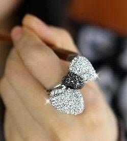 Cute bow finger ring jewelry wholesale diamond ring girl w284p