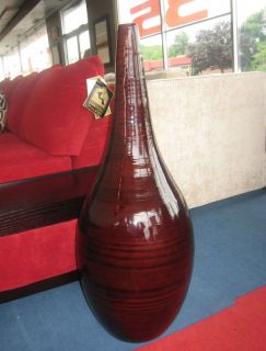 Cylinder Bamboo Mahagony Tear Drop Floor Vase Large 28 H
